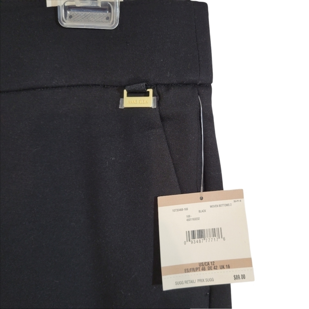 NWT Anne Klein Black Woven Straight Wide Leg Pants - Picture 3 of 9